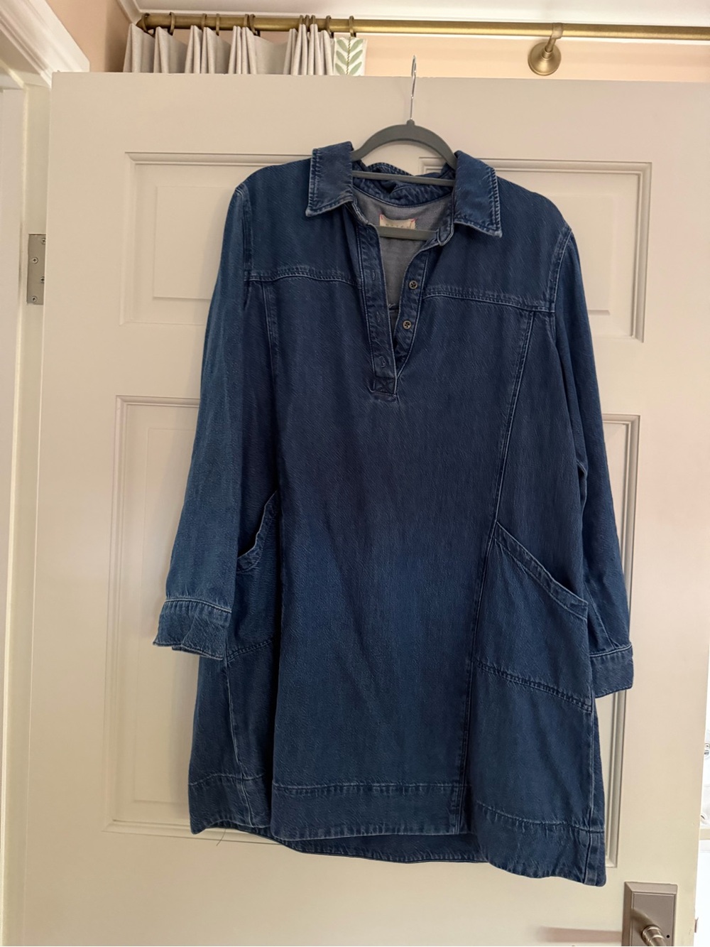 Hatch Indigo Denim maternity Button-Up Dress